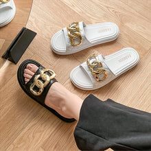 Women's Metallic Link Chains Flat Slippers