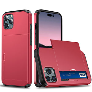 Slide Flip Phone Protective Case with  Credit Card Holders