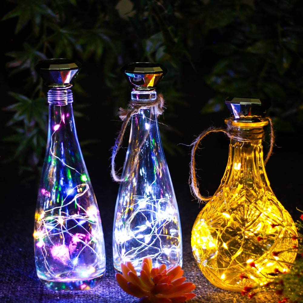 5pcs Xmas Solar Diamond Cork Light