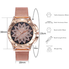 Rose Gold Flower Rhinestone Watch