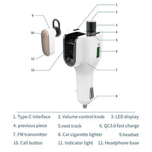 In-Car Charger FM Transmitter Talking Bluetooth Earphone Handsfree