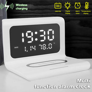 2-in-1 Wireless Charger Docking Station and Digital Alarm Clock