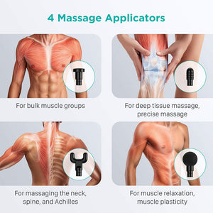 Rechargeable Electric Deep Muscle Tissue Massage Gun with 4 Massage Heads