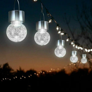 Hanging Solar Cracked Glass LED Ball Light