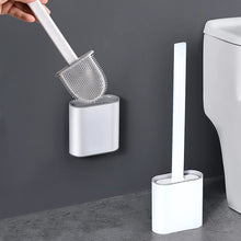 Silicone Flat Head Flexible Soft Toilet Brush with Base