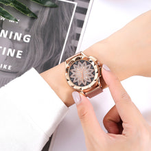 Rose Gold Flower Rhinestone Watch