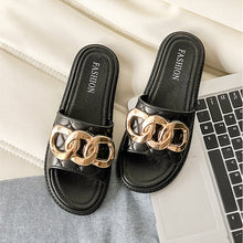 Women's Metallic Link Chains Flat Slippers