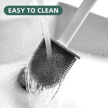 Silicone Flat Head Flexible Soft Toilet Brush with Base