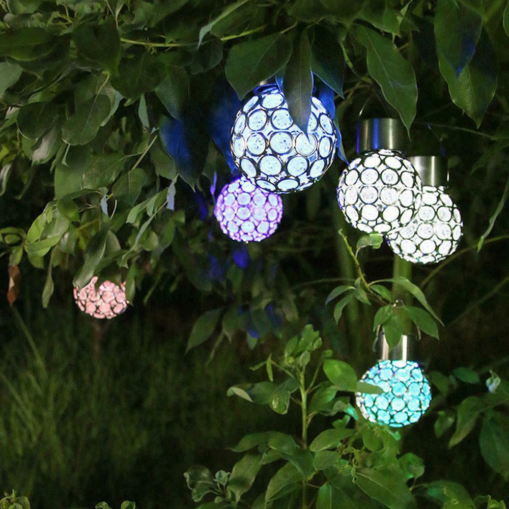 2pcs Solar Powered Hanging Ball Light