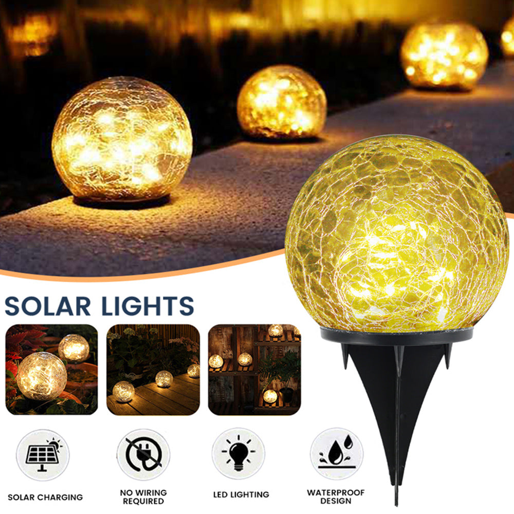 Cracked Glass Solar LED Garden Light