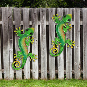 Metal Gecko Outdoor Wall Decor