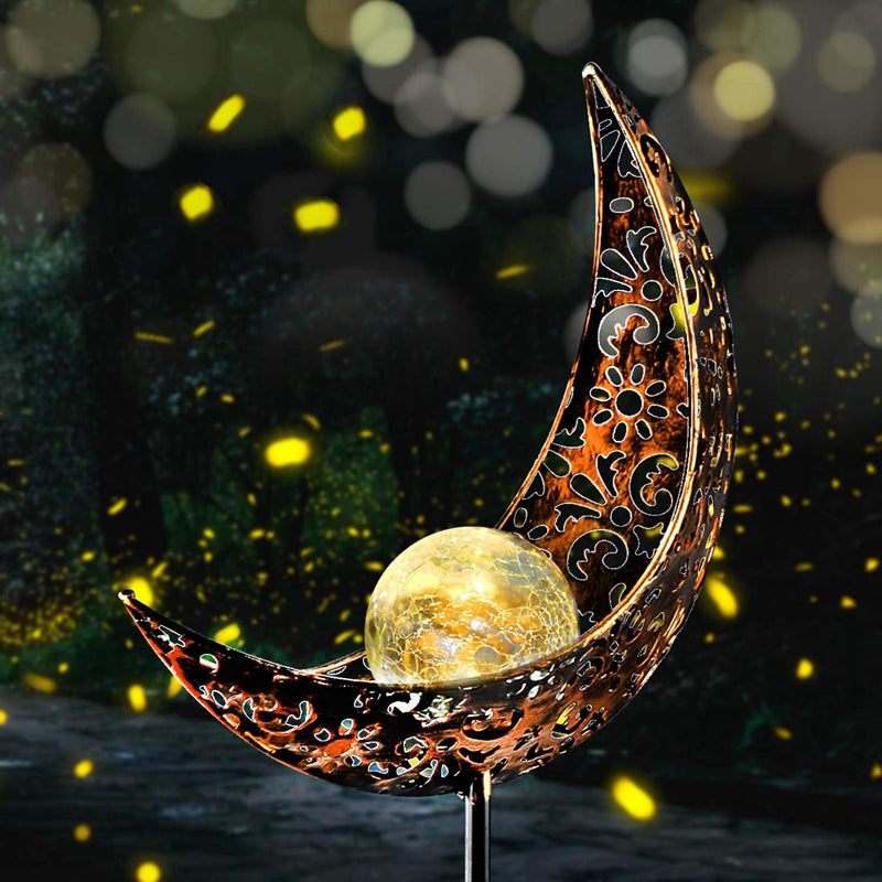 Outdoor Moon Crackle Glass Metal Lights