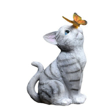 Garden Outdoor Decor - Cat Statue with Solar Butterfly Light
