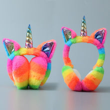 Rainbow Plush Unicorn Ear Muffs