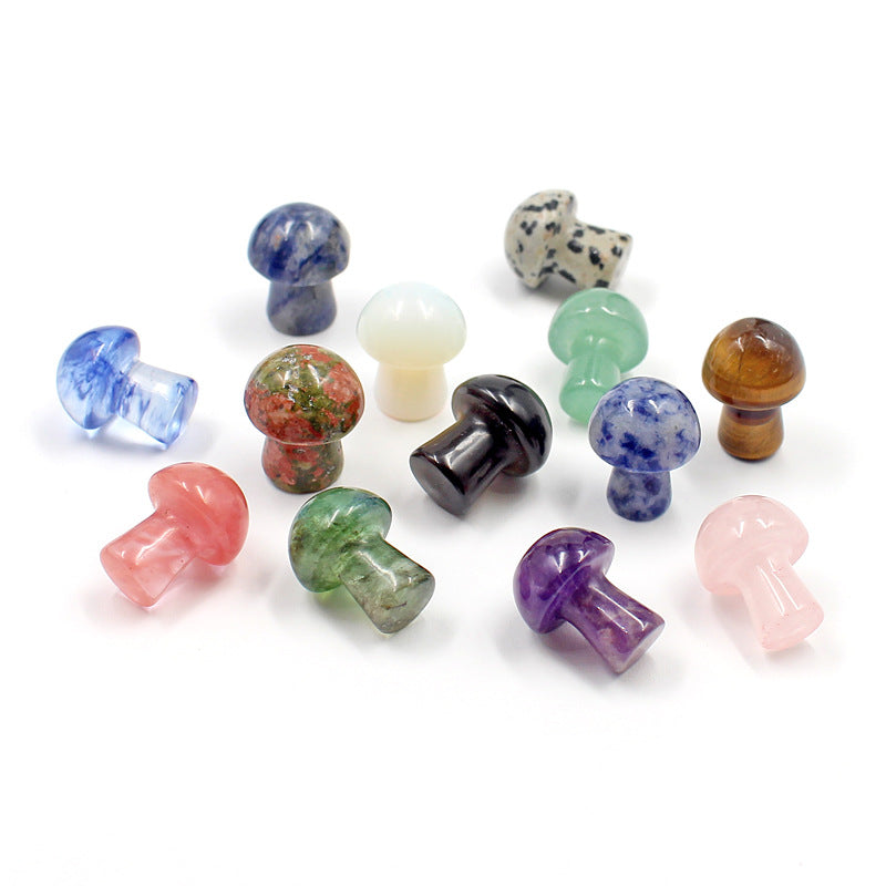 8pcs Mini Crystal Mushroom Gemstone Sculpture