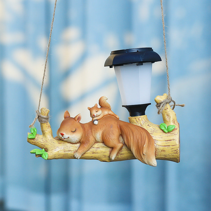 Hanging Waterproof Squirrel Sloth Figurines Sculptures Solar Lights