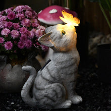 Garden Outdoor Decor - Cat Statue with Solar Butterfly Light