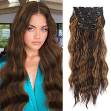 Extension Long Wavy Full Head Clip in Hair Extension Synthetic Fiber Hair Pieces for Women