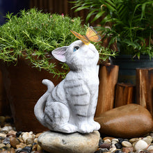 Garden Outdoor Decor - Cat Statue with Solar Butterfly Light