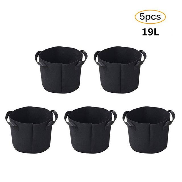 5 pack of 11L/19L/27L Fabric Plant Pots Grow Bags Bag Pouch Root Container Potato Planter - Groupy Buy