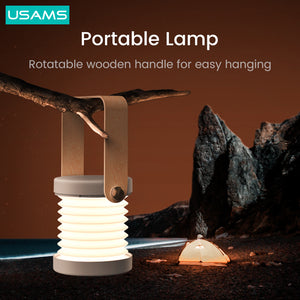 LED Retractable Folding Lamp Portable Wooden Night Light