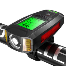 USB Rechargeable Bicycle Headlight with Speedometer Calorie Counter