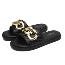 Women's Metallic Link Chains Flat Slippers