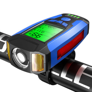 USB Rechargeable Bicycle Headlight with Speedometer Calorie Counter