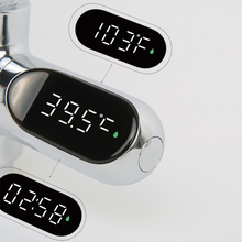 V2 Water Shower Thermometer LED Celsius Fahrenheit Time Display Flow Self-Generating Water Temperature Meter - Groupy Buy
