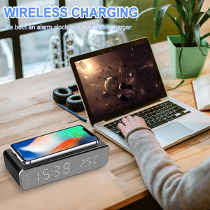 Wireless Charger LED Digital Display Desk Alarm Clock with Temperature - Groupy Buy
