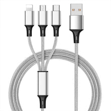 3 IN 1 Fast Charging USB Cable With Micro USB Apple Lightning Type-C Connectors