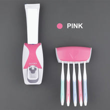 Wall Mount Automatic Toothpaste Dispenser and Toothbrush Holder Set