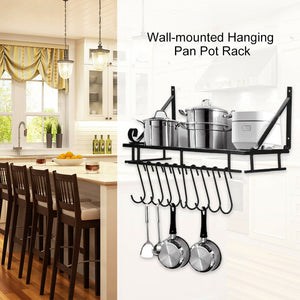 45cm Wall Mounted Metal Hanging Pan Pot Rack