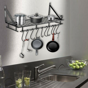 45cm Wall Mounted Metal Hanging Pan Pot Rack